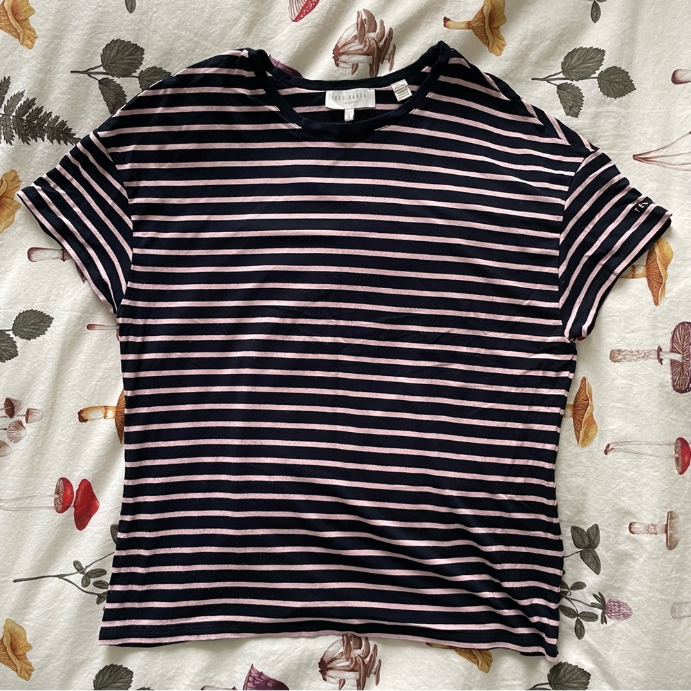 Ted Baker Striped Pink/Navy T-Shirt - Size M